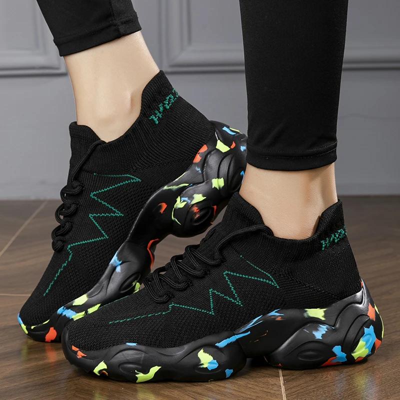 BKQU Comfortable Woman Shoe Men's Sports Shoes Platform Sneakers Femmes Lightweight Casual Shoes Plus Size 35-47