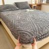 3D Embossed Velvet Bed Cover Thick Warm Plush Fitted Bed Sheet Non-Slip Elastic Mattress Cover Breathable, noiseless mattress cover,