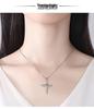 Sterling Silver S925 Cross-Woven Angel Wings Zircon Pendant - Fashion Jewelry