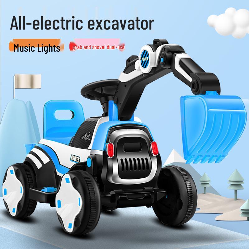 Children's Rideable Electric Excavator Toy Car with Music and Pedals