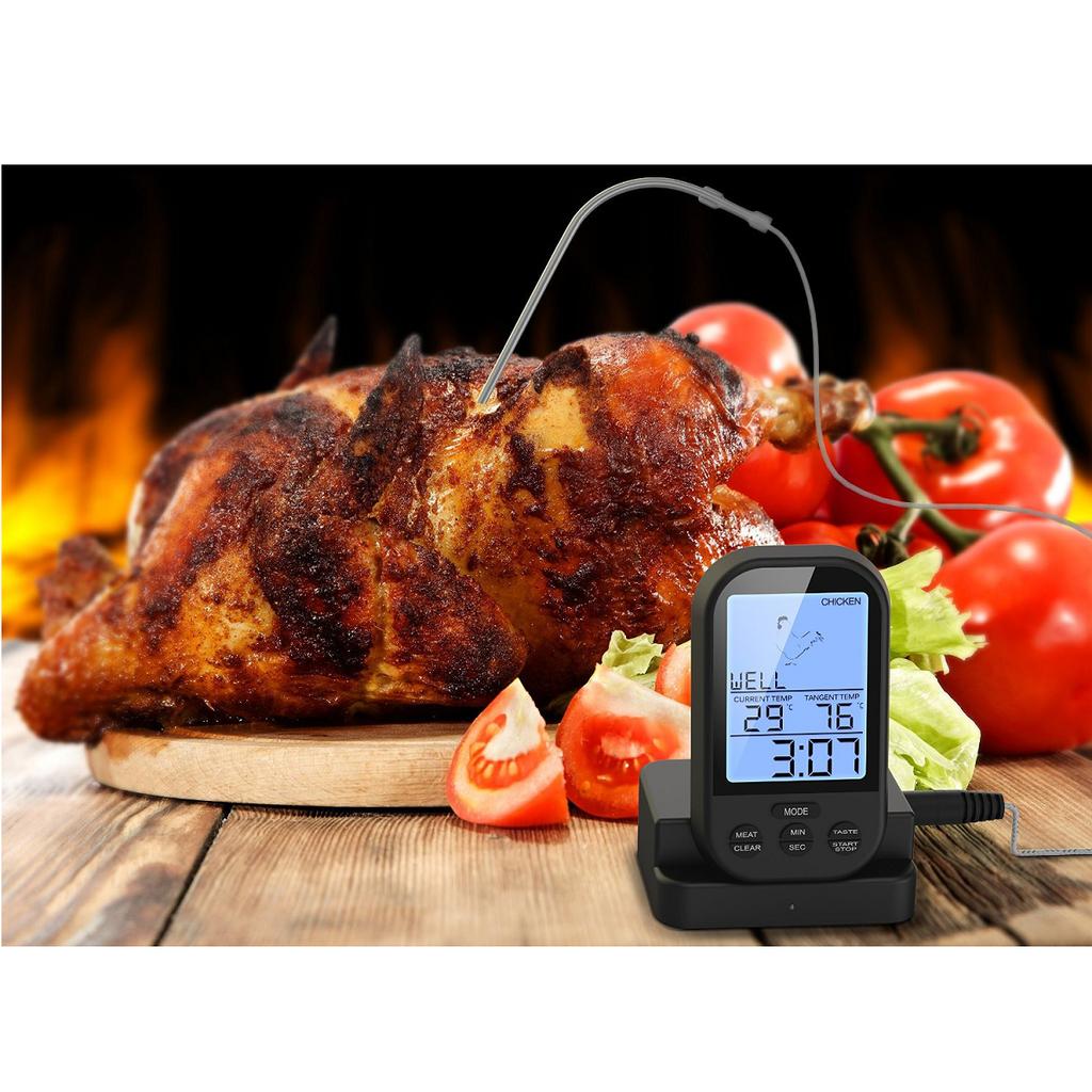 Wireless Digital Thermometer Remote Cooking Thermometer With Timer-included Food Probe For Oven Grill Smoker Bbq