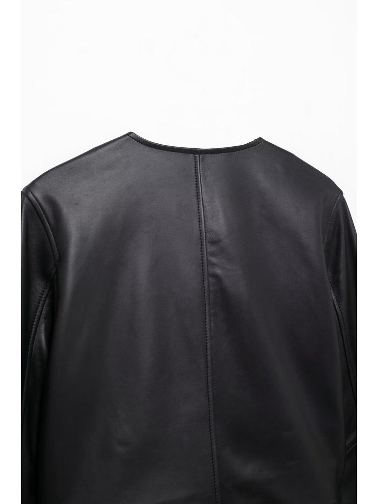 Ensemble Veste Courte en Cuir Élégante Européenne et Américaine pour Femmes Printemps 2025