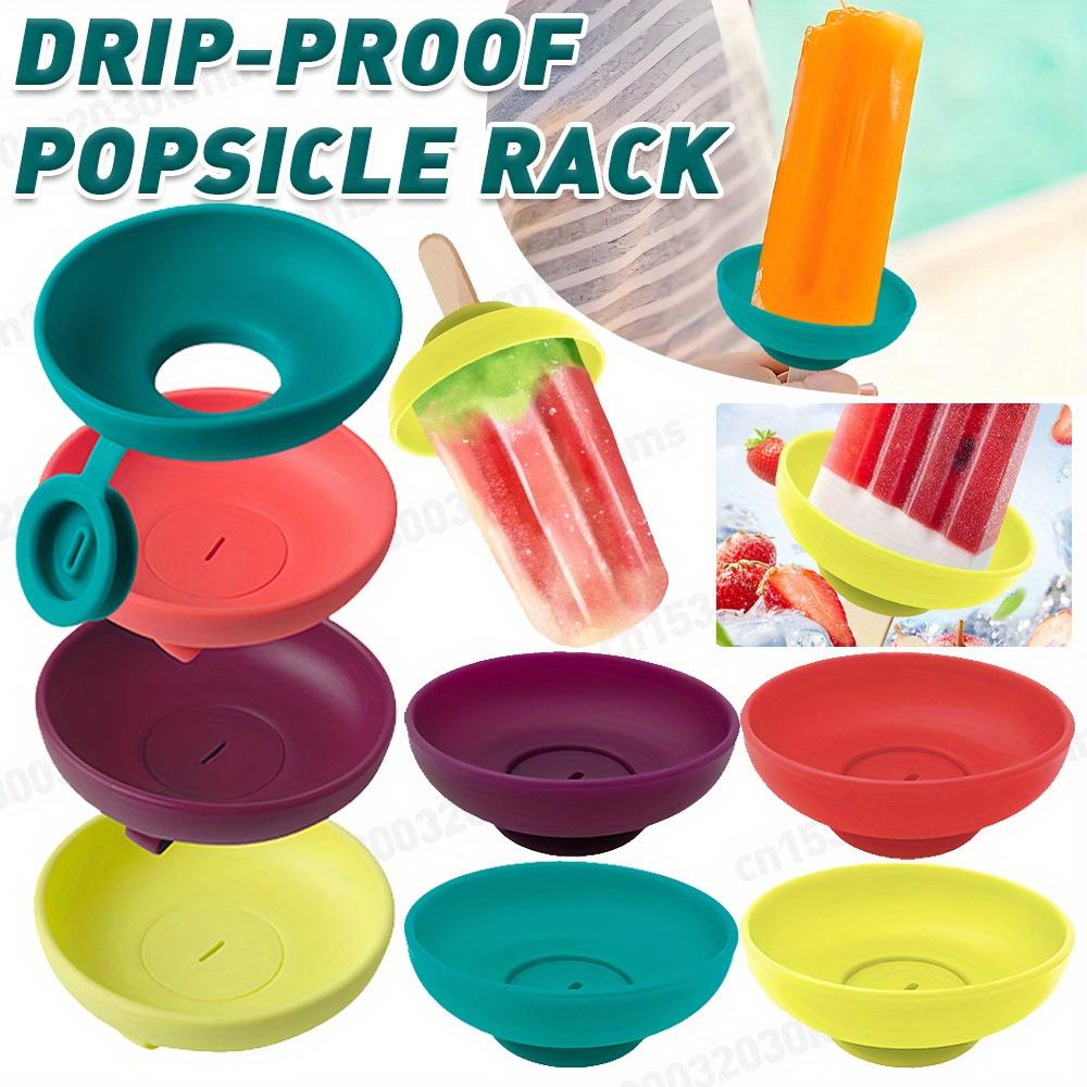 8pcs Silicone Ice Cream Holder Stand Set, Summer Popsicle Holder, Leak Proof Cone Support with Drip Guard,