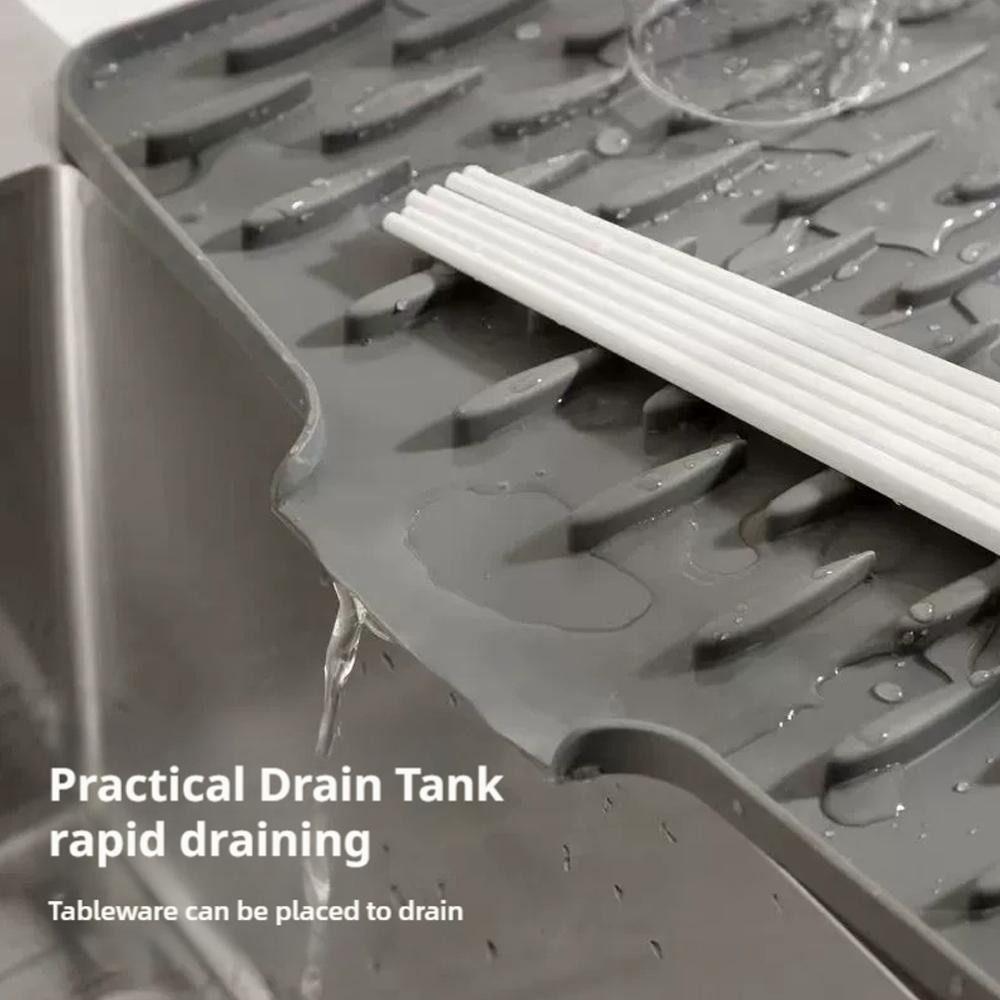 Non-slip Silicone Drainage Mat Foldable Sink Placemat Tableware Drainer Pad Kitchen Tableware