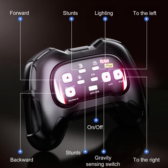 Remote Control Amphibious Off-road Car with LED Light 4WD Kids Electric 2.4GHz RC Stunt Truck Rechargeable Toddlers All-terrain Crawler Vehicle Toy