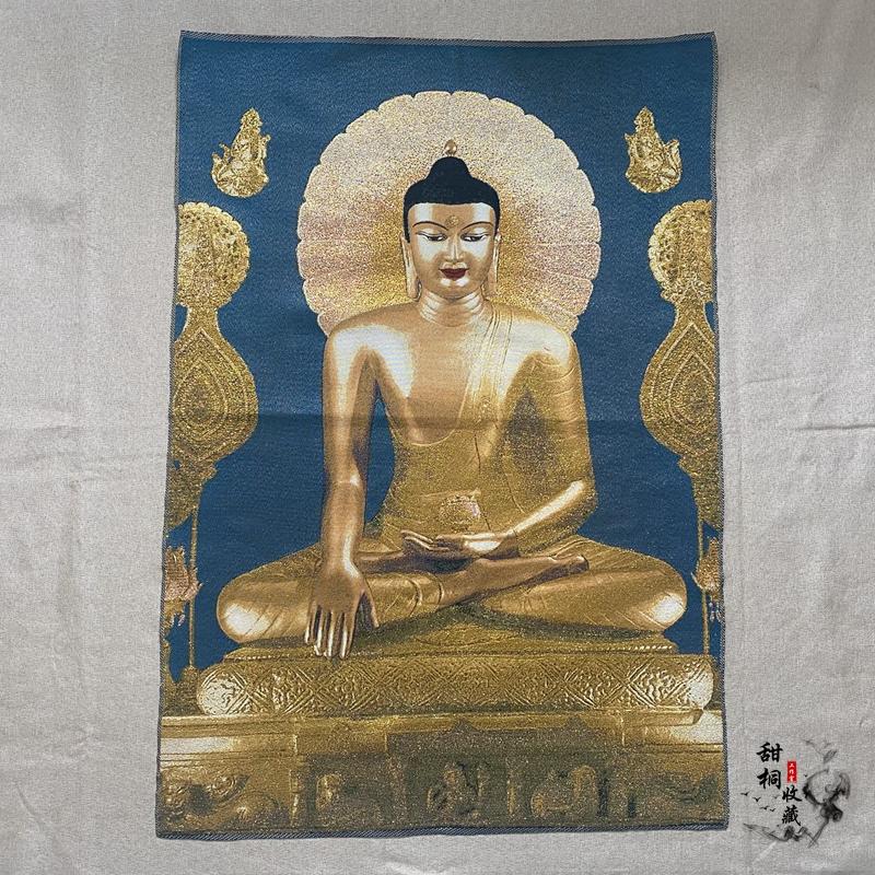 35"Thangka Embroidery Tibetan Buddhism silk Embroidery six arm Mahakala Vajra Buddha Thangka hanging screen Town house
