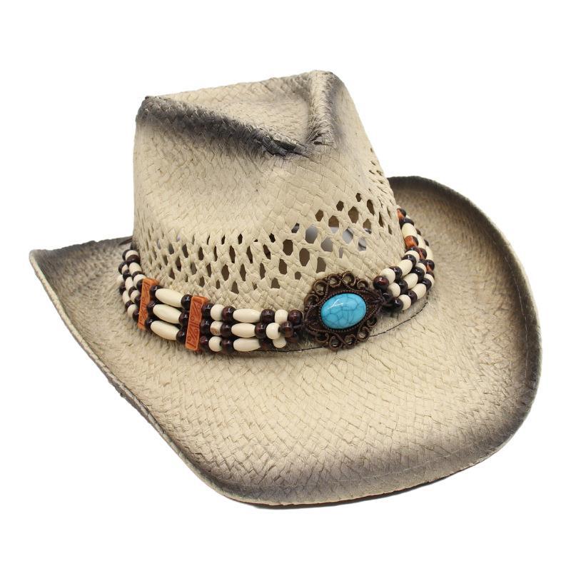 Wunsch Süßer Kühle Brise Strandhut Western Cowboyhut Hohl Sonnenhut Edelsteinrosa Strohhut Jazzhut Männer Und Frauen