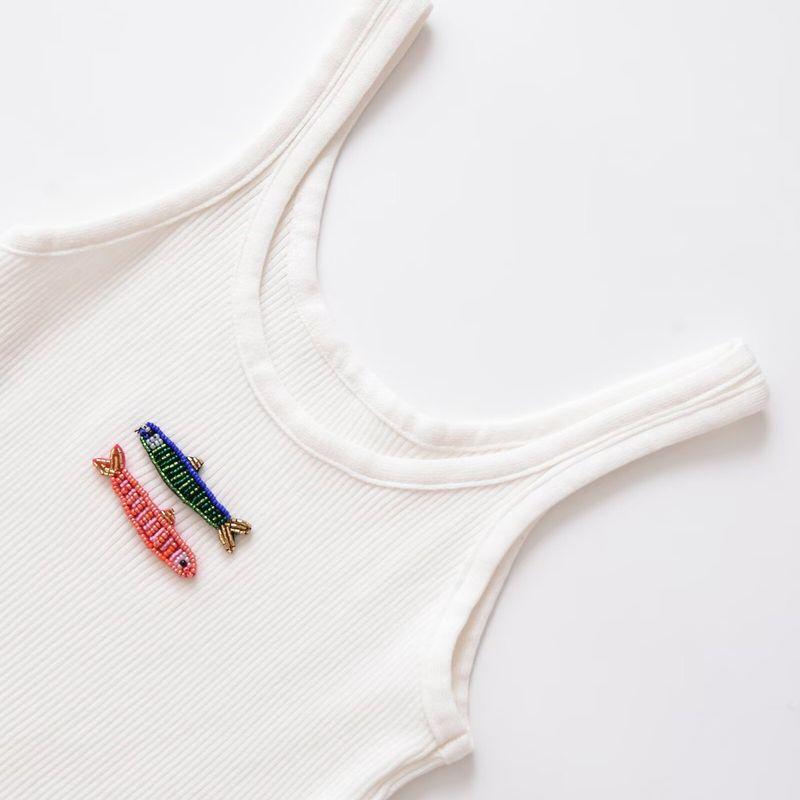 Kaslead New Women clothes Western Style Fashion Net Red Handmade Embroidery Fish Decoration Vest