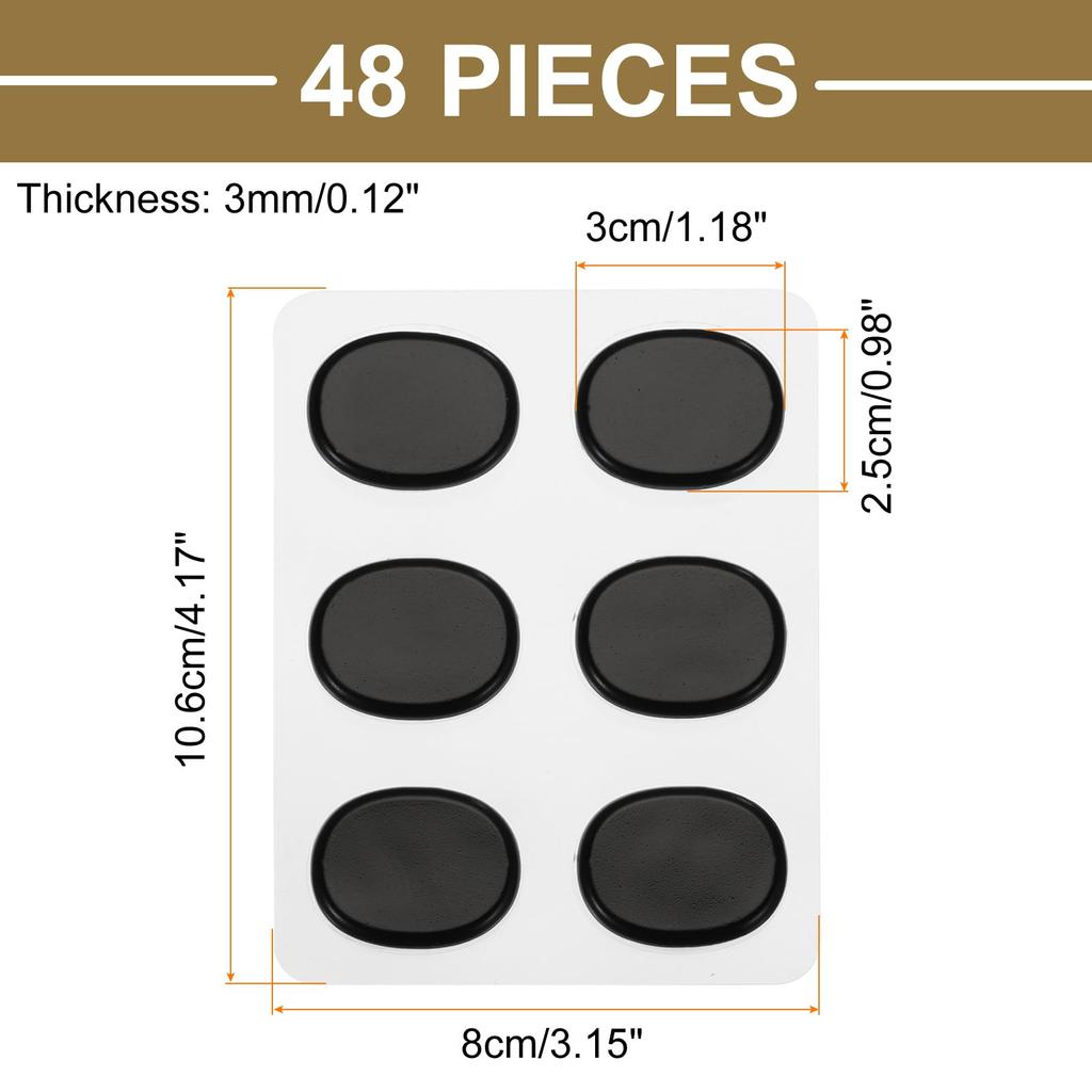 Uxcell 48-delers trommedemper gelputer, silikon dempeputer, trommedempere, Moon Gel, svart, 30x25x3mm, for klangkontroll av trommer og cymbaler