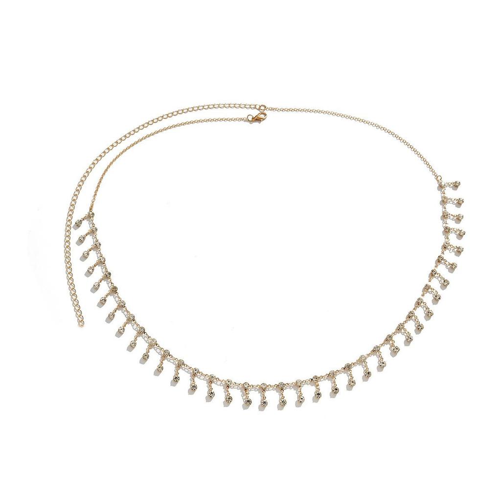 Rhinestone Waist Chain Women'S Summer Decoration Sexy Body Thin Chain With Skirt Necklace Anklet Belt Women'S Accessories