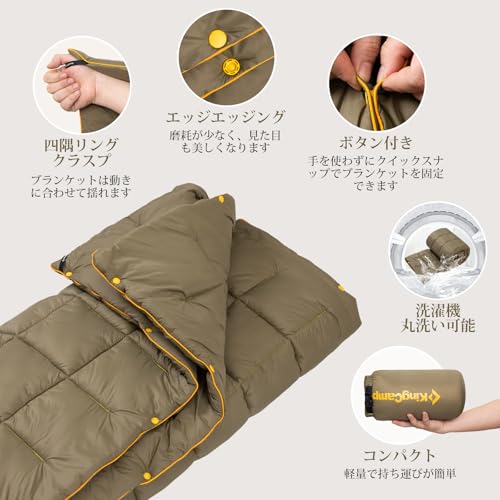 KingCamp Camping Blanket, Multi-Purpose Blanket, 175 x 135 cm, Cold Protection, Durable, Lightweight, Compact, Water-Repellent, Washable, Includes Sto