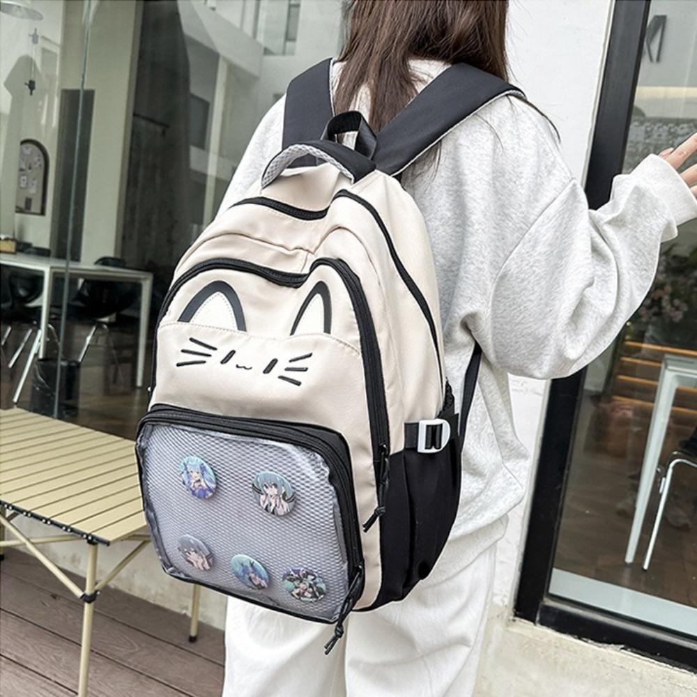 Embroidery Transparent Pocket Itabag Large Capacity Student School Bag Sweet Cartoon Ita Bag  Woman
