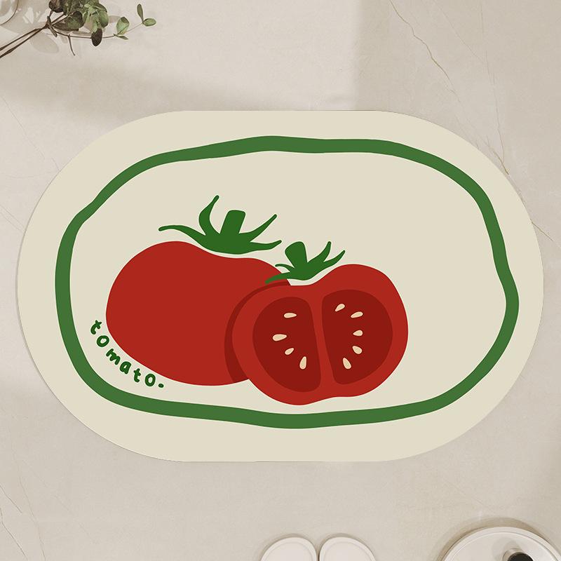Cartoon fruit bathroom anti slip mat, bathroom absorbent foot mat, easy to maintain for home use, diatomaceous earth floor mat