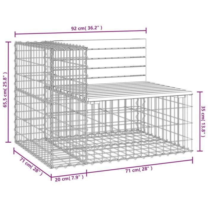 VidaXL Banc de jardin design gabion 92x71x65,5 cm bois massif de pin 834380