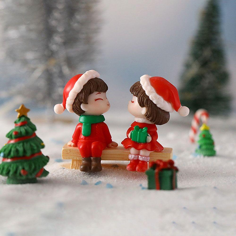 Santa Claus Snowman Elk Girl Boy Couple Figurines for Home Garden DIY Micro Landscape Ornaments Christmas Doll Home Decor