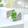 Light Green CZ Feather Design Women Rings Novel Bridal Wedding Rings Anniversary Party Female Accessories Fashion Jewelry