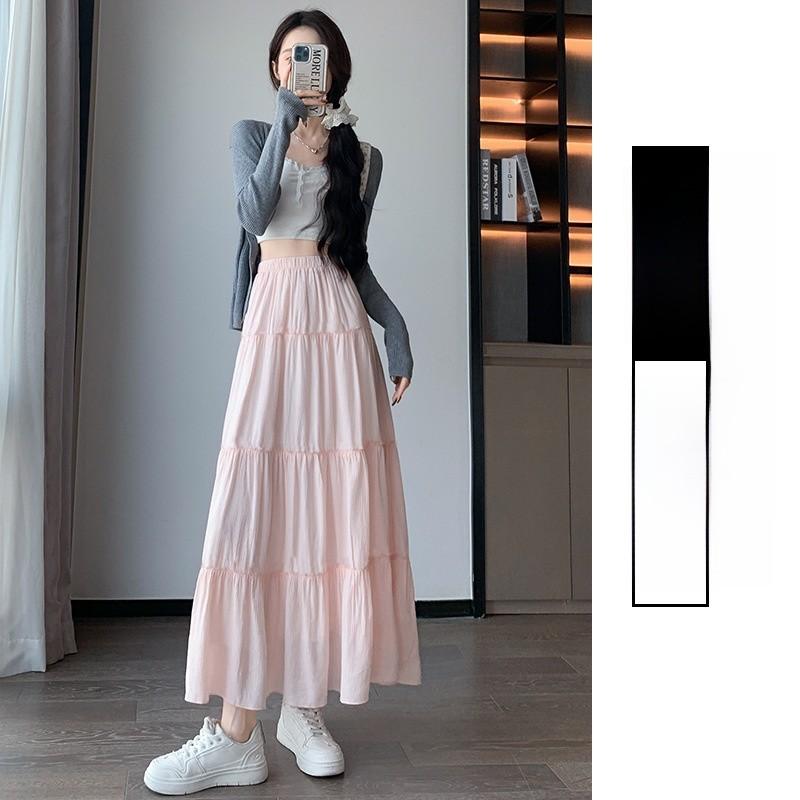 Womens Highwaist Flared Skirt With Pleated Design For Spring Casual Wear
