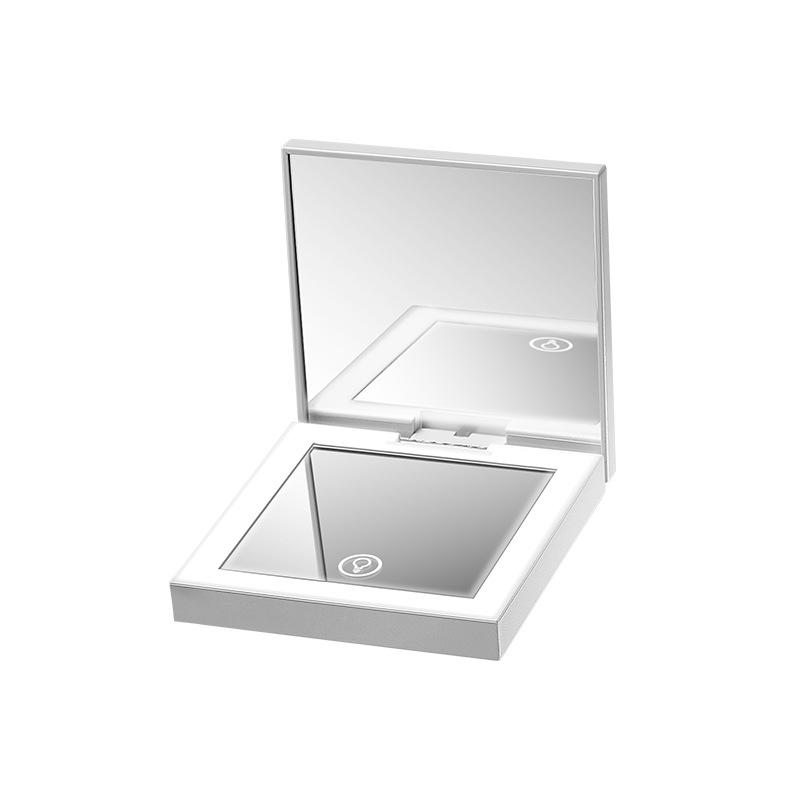 

Портативное светодиодное зеркало для макияжа: Складной, Ручной, Настольный с Подсветкой и Увеличительными Функциями для Использования в Красоте и в Общежитии 8*8*1.5 белый