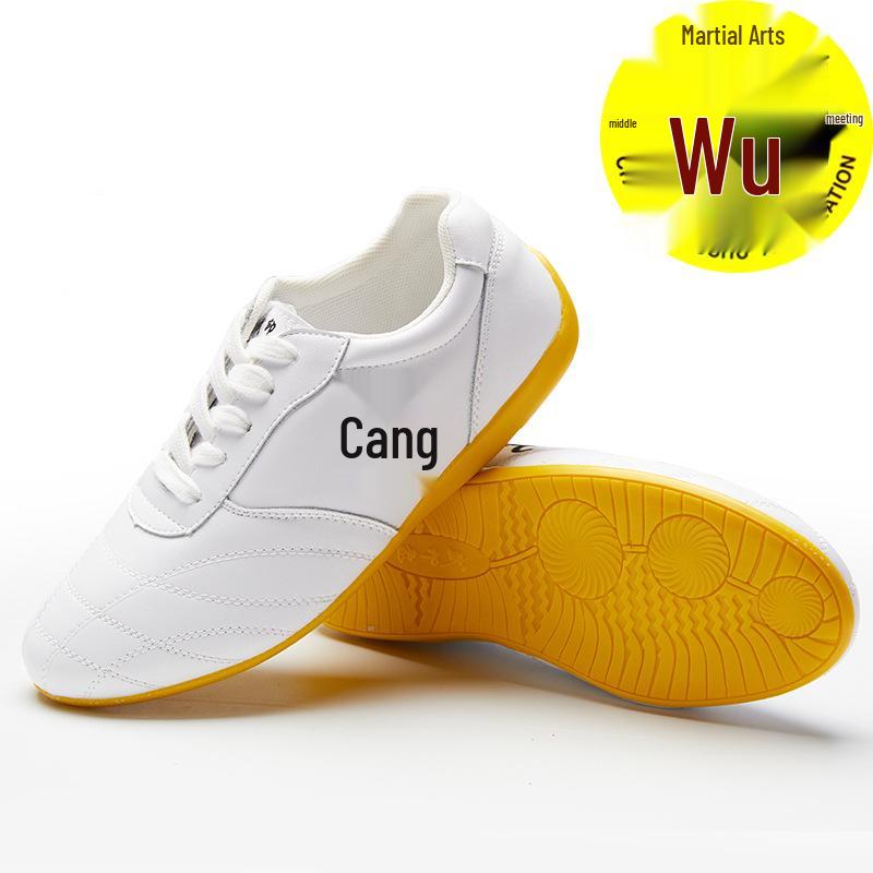 Unisex Breathable Cowhide Tai Chi Training Shoes with Beef Tendon Sole