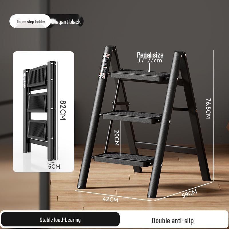Folding A-Frame Ladder: Multifunctional, Thickened, 3-4 Step Indoor Ladder & Flower Stand