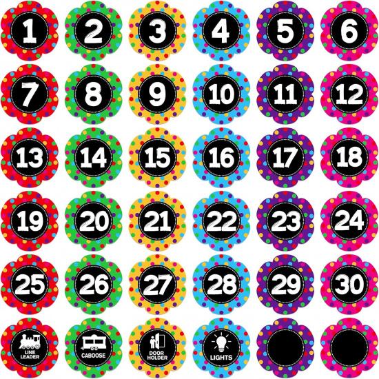 WaaHome Line Up Spots for Classroom Floor - Floor Number Stickers 1-30 for Classroom Lining 4" Removable Vinyl Line Up Stickers Dots Decals for