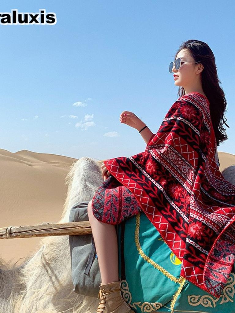 Card Salt Lake Tourism Oversized Fringe Shawl Women's Ethnic Style Thick Blanket