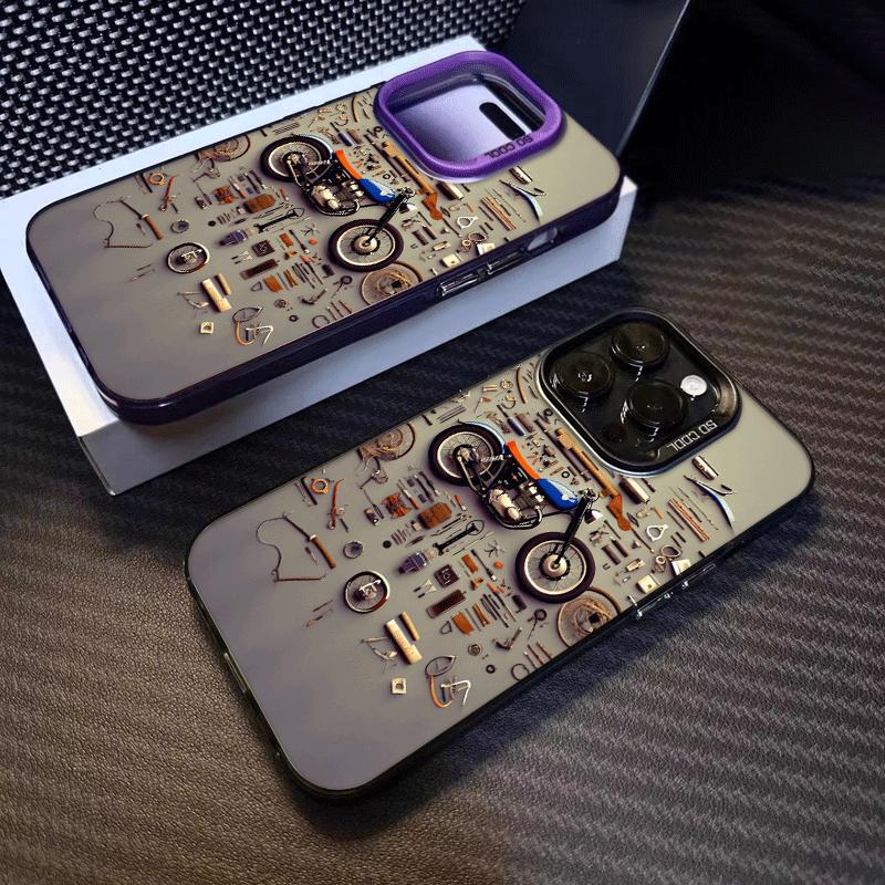 Motorcycle parts pattern phone case suitable for iPhone 17 16 15 14 13 12 11 Pro/Max/Plus anti drop and shockproof back cover
