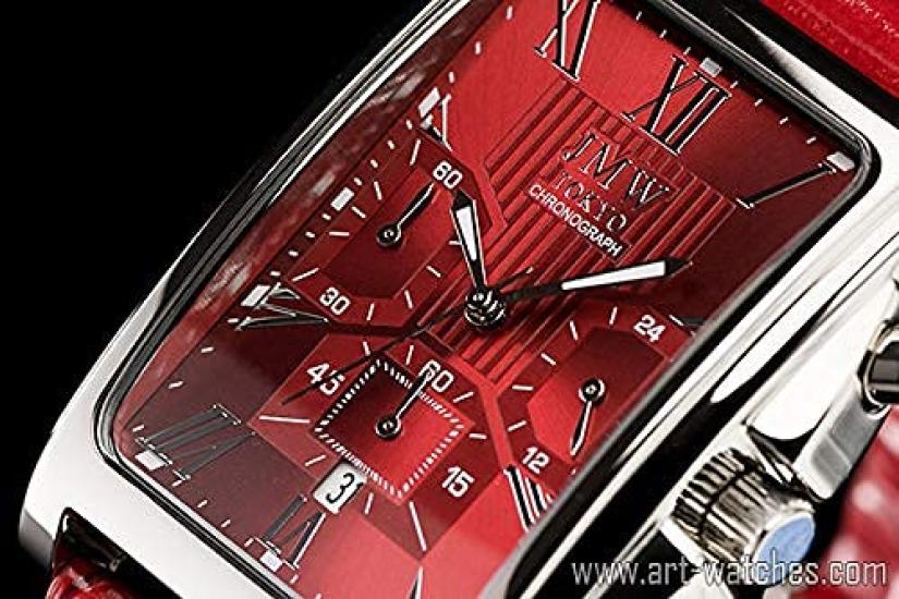 JMW TOKYO Square Red Square Limited Seiko Quartz Leather Genuine Simple Popular for Day Gift to 300 pieces Men's Watch, & Silver, Rectangular, Men's