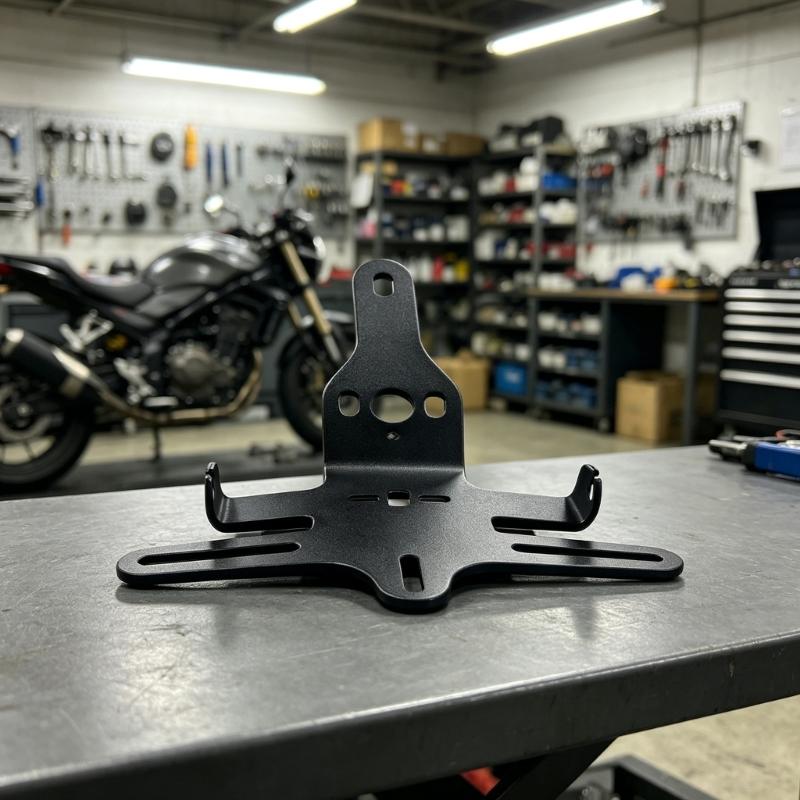 Tail Section Motorcycle Plate Bracket Rear Mount, License Plate Bracket with Slotted Holes and Plate Light Set for 250SR 450NK Rear Installation