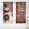 2 Pieces, Snowman Christmas Wooden Background Curtains -30% Blackout - Suitable for Living Room, Bedroom, Kitchen, Home Decorati