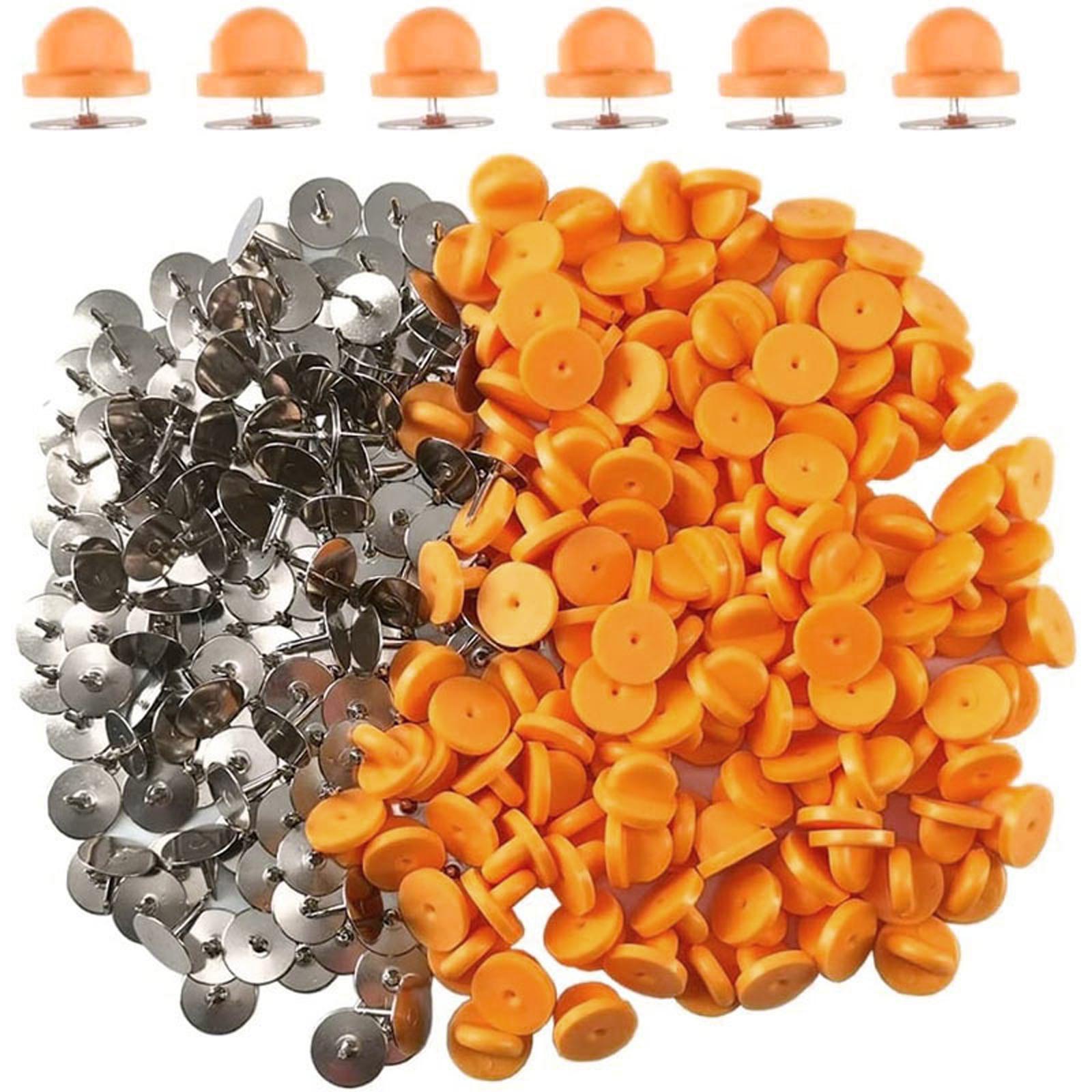 

100 комплектов основ для значков, гвоздиков для галстука, пустых значков с застежками-иголками для застежки-бабочки, фиксирующая застежка для значка, поделки One Size оранжевый