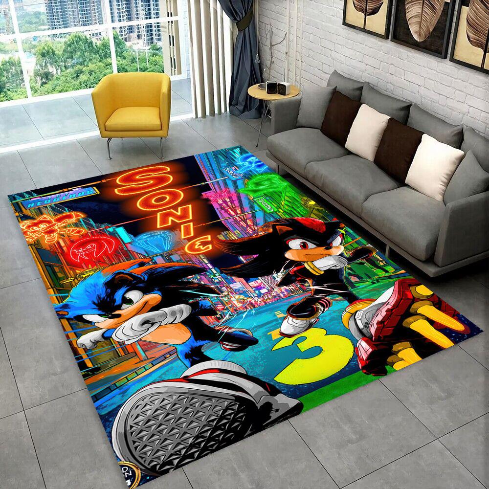 3D S-Sonics Game Cartoon Rug Carpet for Living Room Bedroom Decor,kids Play Non-slip Decoration for Sofa Doormat Christmas Gift