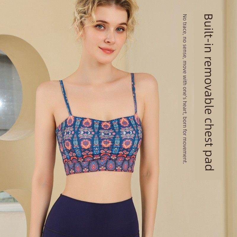 Export Bohemia Wind Strap Sports Bra Women with Chest Pad Running Health Room Yoga Intimates Push up Tops