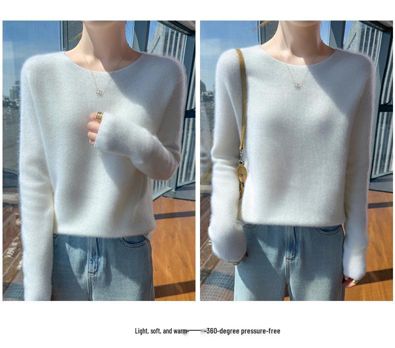 Women's 100% Wool Low-Neck Slimming Sweater - Soft, Flattering, High-End Feel for Spring/Autumn