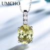 Umcho Luxus Vintage Oval Apfelgrün Zirkon Anhänger Halsketten für Frauen Marke Feine Hochzeit