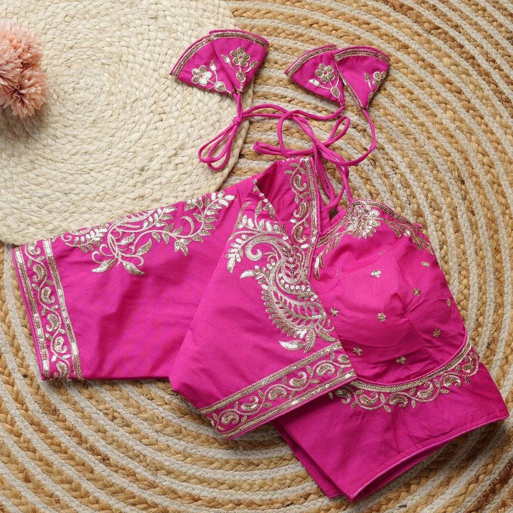 Pink Embroidery Women's Party Wear Choli Bollywood Beautiful Stitched Blouse