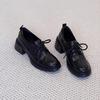 Thick soled leather shoes 2025 autumn and winter women's British style lace up shoes Le Fu shoes women