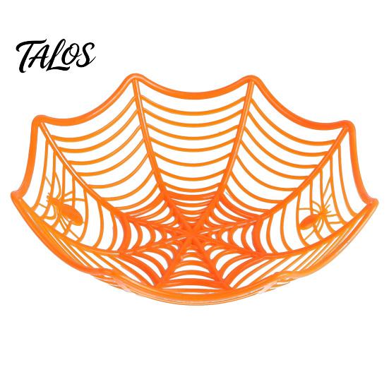 Spider Web Party Decoration Halloween Basket, Plastic Cobweb Design Fruit Serving Bowl, Treat for or Trick Candy Holder Dinner Table, Supplies Festive