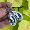 Hot Selling Women's Blue Resin Inlaid Retro Jewelry Metal Handmade Pendant Earrings