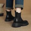 Autumn and winter thick-soled non-slip medium boots women's low-heeled large-size women's leather boots Korean version of round head square-heel