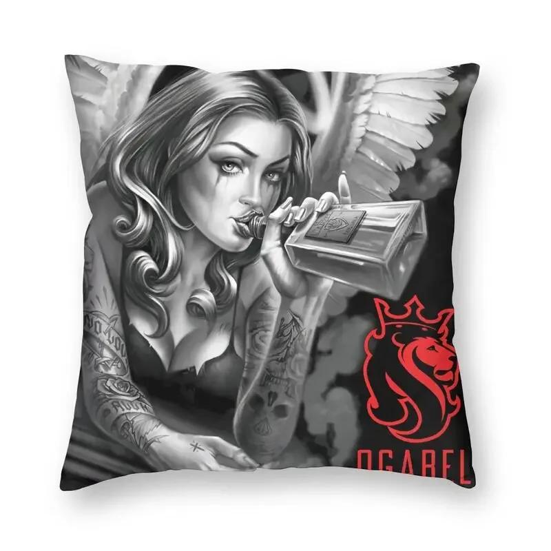 Halloween Zuckerschädel Mädchen Kissenbezug Sofa Heim Dekoration Mexikanisch Chicano Stil Quadratischer Wurfkissenbezug 40x40cm