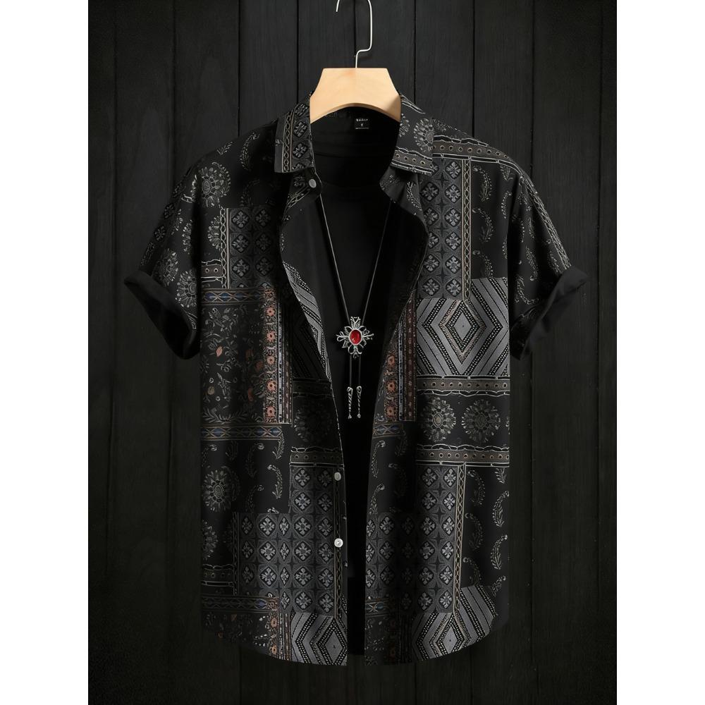 2026 Men's Summer Fashion Printed Short-Sleeve Shirt, Retro Trendy Lapel Shirt for Men, Hawaiian Beach Casual Top