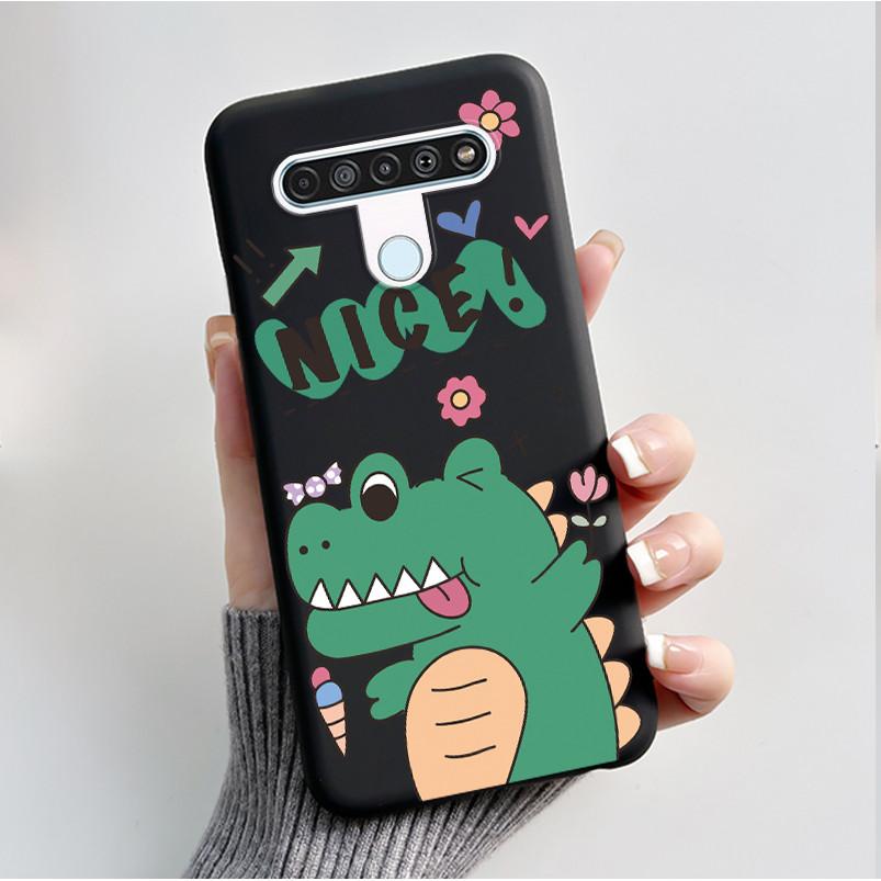 For LG Q61 LM-Q630N Slim Black Soft Silicone Case Luxury Fashion Flower Butterfly Painted Cover for LG K61 Q61 Q 61 Phone Casing