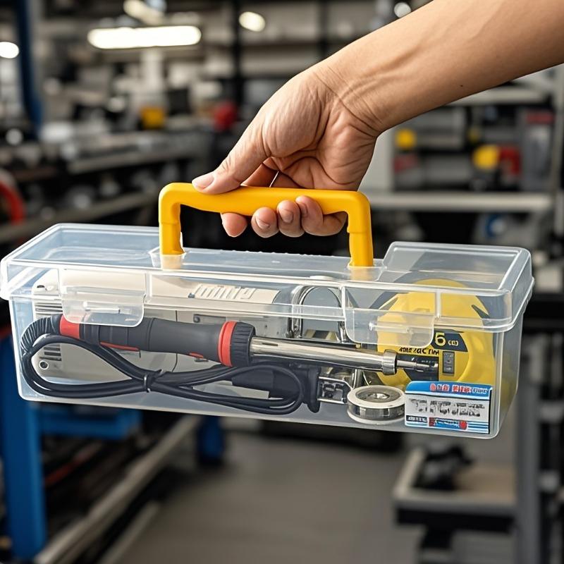 

Plastic Handheld Tool & Craft Storage Box with Lid - Portable Organizer Suitable for Screws, Nails, DIY Supplies,Scredriver Bits прозрачный