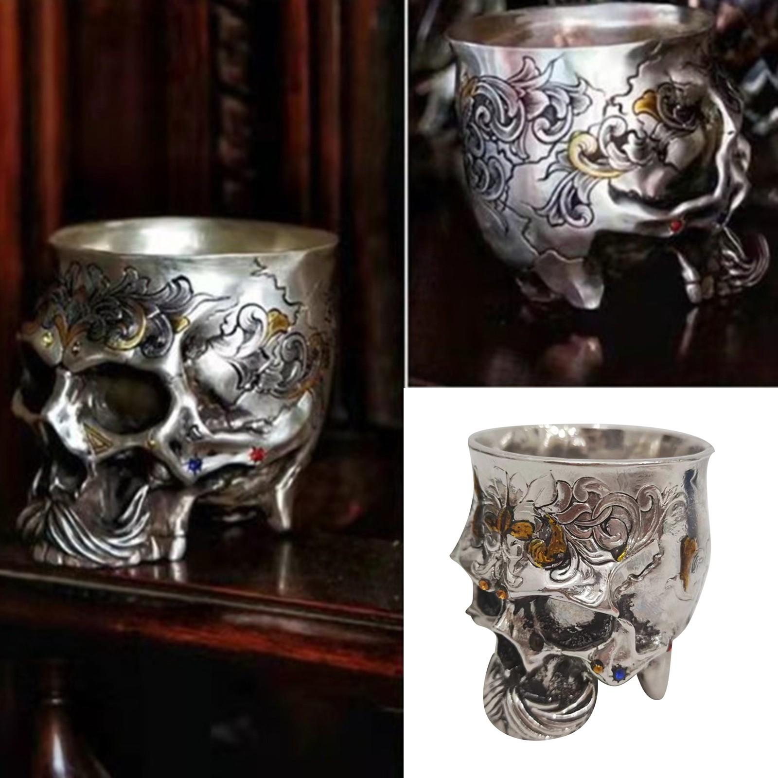 

Skull Mug Vintage Gothic Engraved Drink Cup Tankard Wine Cups Beer Mug For Halloween Parties Novelty Bar Drinkware Decoration рожевий