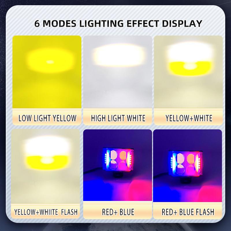 Motorcycle LED Flasher Headlights Lens Spotlight Running Light Hi/Low Beam Driving Auxiliary Fog Lamp For Truck SUV ATV Scooters