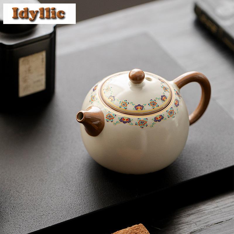 180ml Ru-Ofen Dunhuang Apsaras Xishi Teekanne Vintage Teefilter Kanne Haushalts-Teebereiter Kessel mit Sieb Teegeschirr Handwerkskunst Geschenk