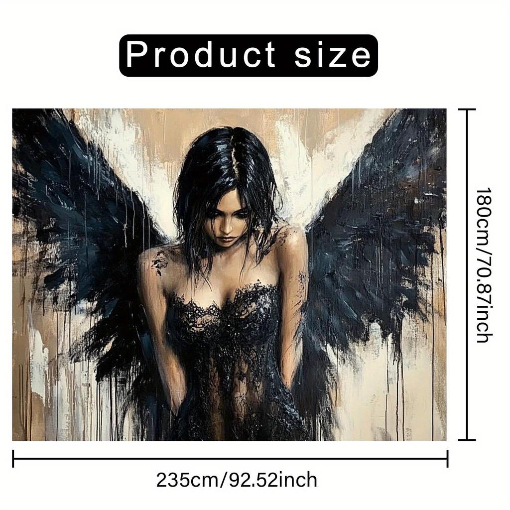2D flat banner 1 piece - Gothic dark angel background banner - black wing photography backdrop.PMJ