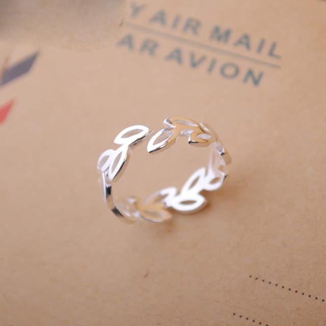 Bohemian Vintage BF CLUB Silver Color Leaf Rings for Women Bijoux Gift Female Adjustable Size Finger Rings Anillos Wholesale
