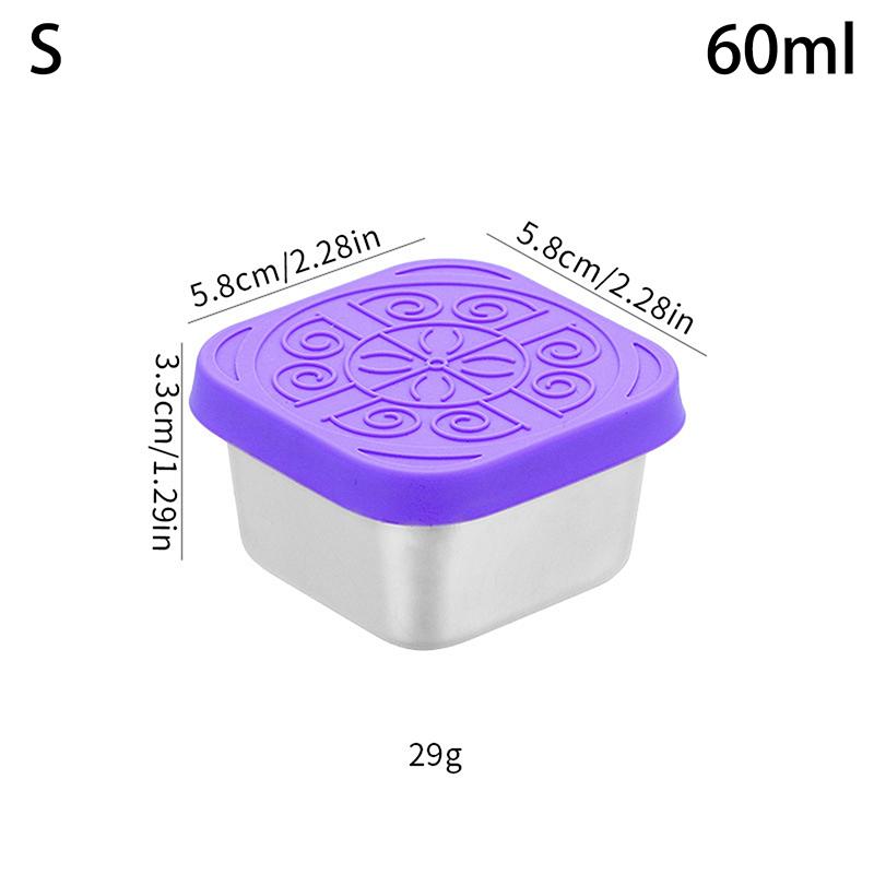 1/2 Pcs Stainless Steel Salad Box Snack Seasoning Container With Silicone Lids Leakproof Stackable Dressing Food Storage Box